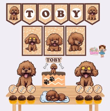 Kit Festa Só Um Bolinho DOG POODLE - Decoração de Festa