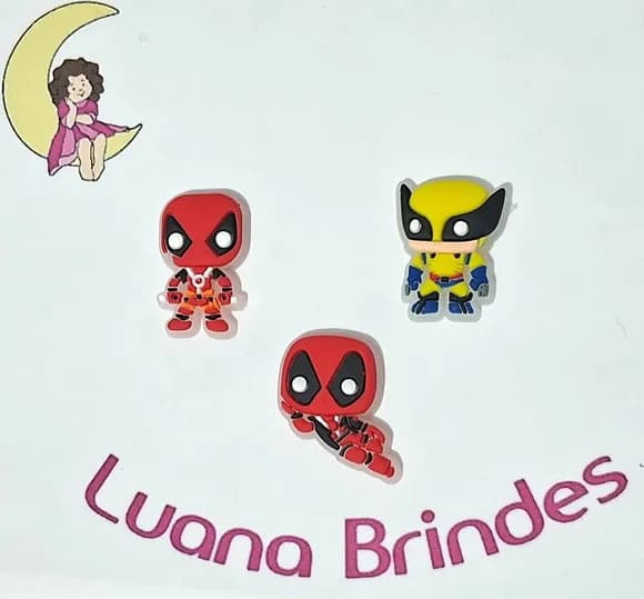 Aplique Deadpool e Wolverine Fosflorescente Pacote C/6 Peças