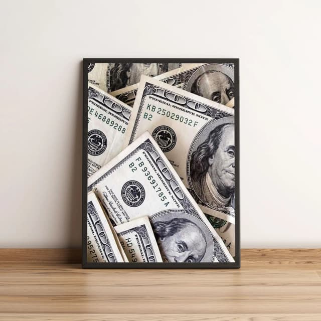 Quadro Decorativo Notas de Dólar Dinheiro Americano 2252
