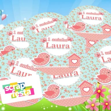 Adesivo 5 cm Redondo Personalizado Festa Jardim Encantado