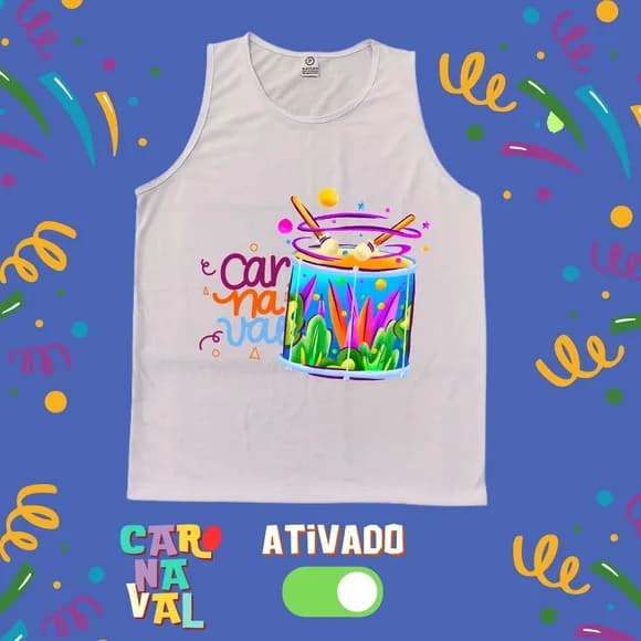 Regata Masculina Carnaval Tambor e Cores Folia