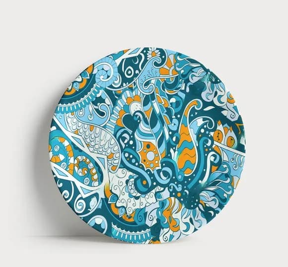 Prato Decorativo Abstrato Moderno Geométrico Azul Turquesa