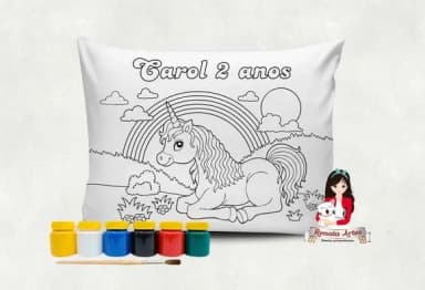 Almofada com Tinta para Colorir Unicórnio