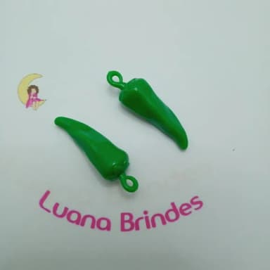 Pimenta Pingente Verde de Acrilico 5cm 10 Unidades