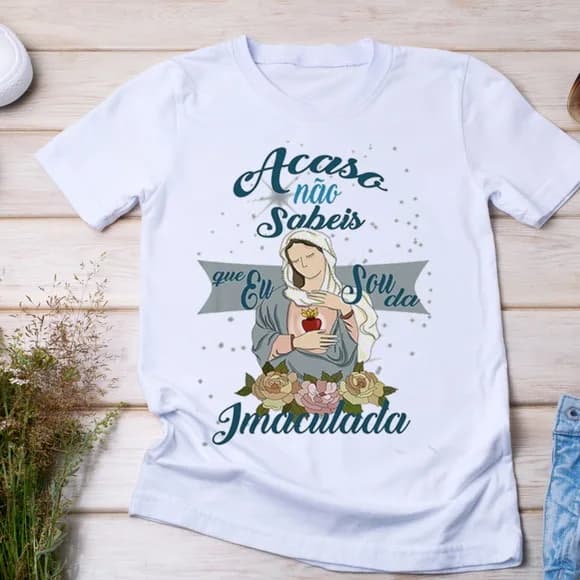 Camiseta Acaso Não Sabeis Que Eu Sou da Imaculada