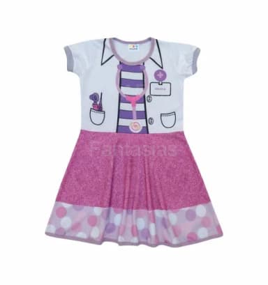 Vestido Infantil Fantasia Médica de Brinquedos com Estetoscópio