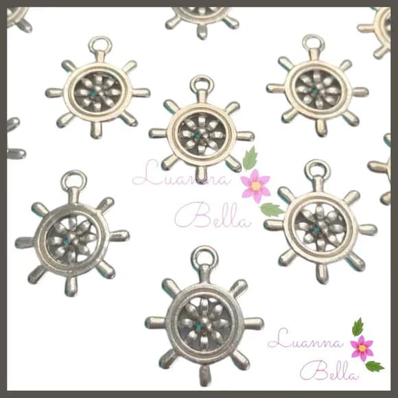 Pingente Leme Metal Prata -Pct 12 Unidades