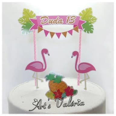 Topo de Bolo Flamingo