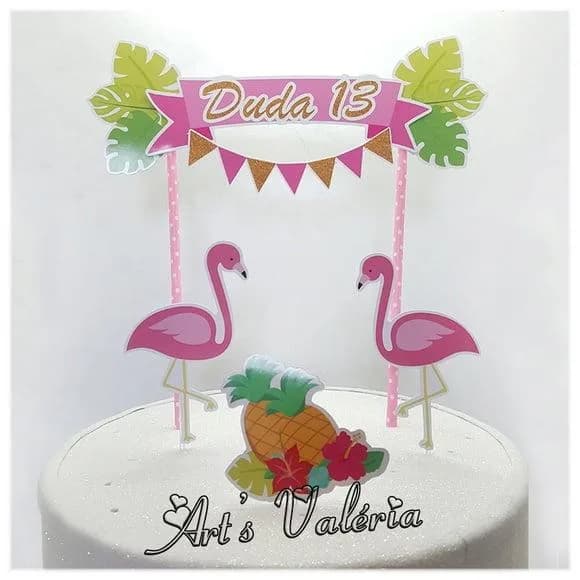 Topo de Bolo Flamingo