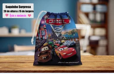 Saquinho Supresa para lembrancinhas Carros Disney