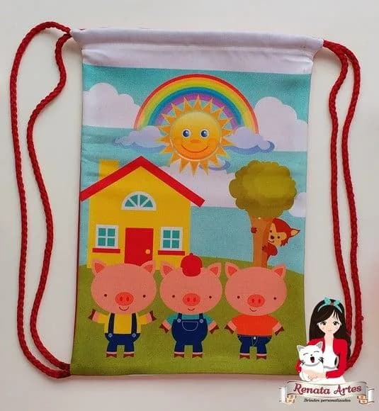Mochila Personalizada os 3 Porquinhos