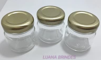 Potinho de Vidro 40ml C/tampa Dourada de Metal-pct 3 Uni