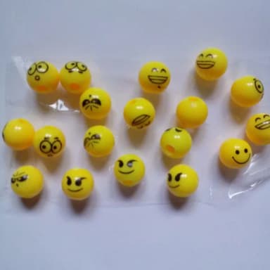 Entremeio de Bolinha Carinha Amarela 10mm Pct 50 Unidades