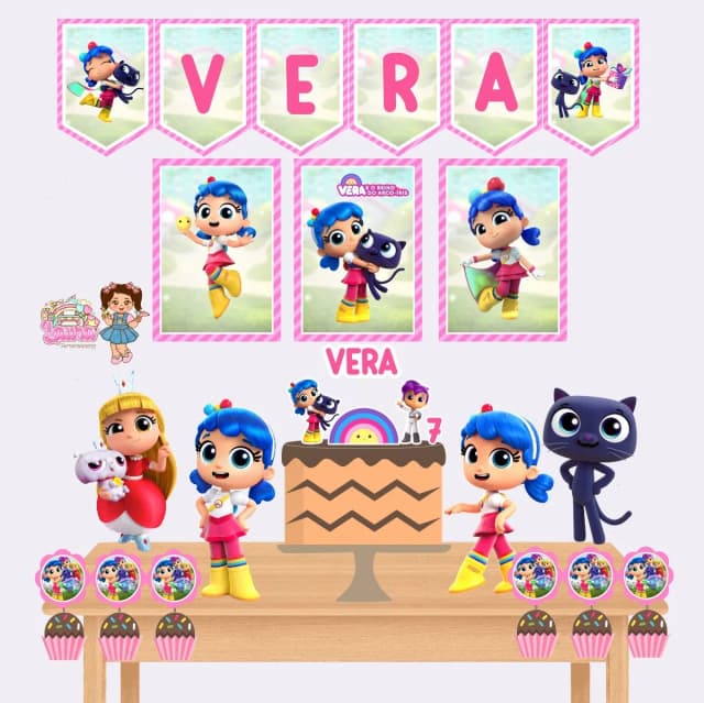 Kit Festa Só Um Bolinho VERA E O ARCO IRIS - Decoração de Festa