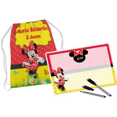 Kit Mochila e Lousa Magica Personalizada lembrancinhas da Minnie