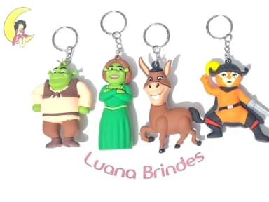 Chaveiro Shrek 7,5cm Emborrachado Pacotes com 2 Unidades