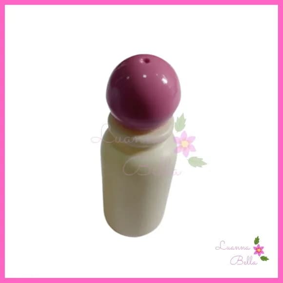 Frasco Facetado de PVC 30 ml C/Tampas Rosa Bolinha-Pct c/10