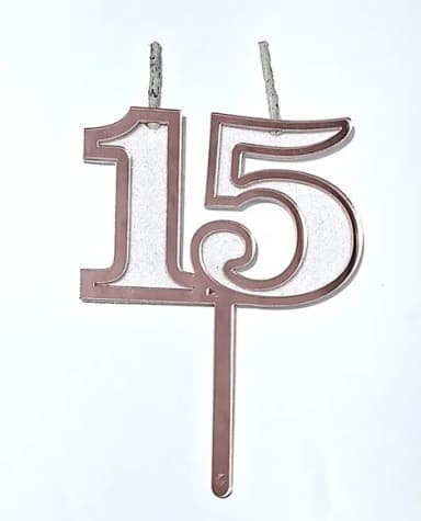 Velas 15 Anos Rose Acrílico Pavio Magico - 1 Peça