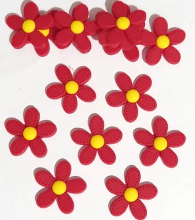 Aplique Flor Vermelha Emborrachado - 8 Unidades