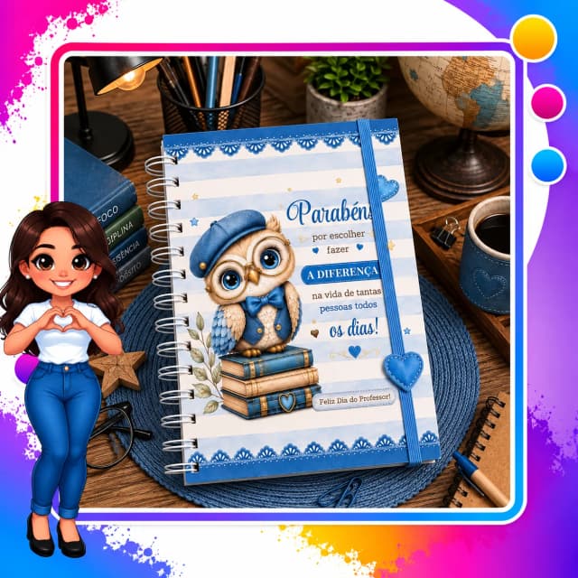 Caderno Personalizado para Professor com Capa Decorada