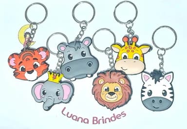 Chaveiro Safari 4cm Emborrachado Pacote com 6 Unidades