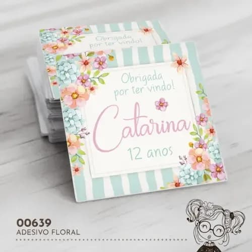 Adesivo Quadrado Floral - 00639