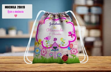 Mochilinha personalizada para lembrancinha Jardim Encantado