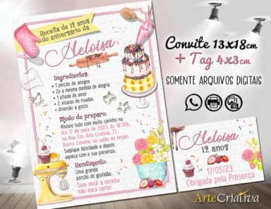 Convite Digital C/tag Confeiteira Receita