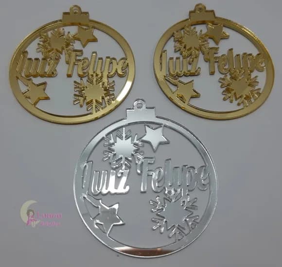 Bola Natal Luiz Felipe de Acrílicos Espelhados-pct c/3 uni