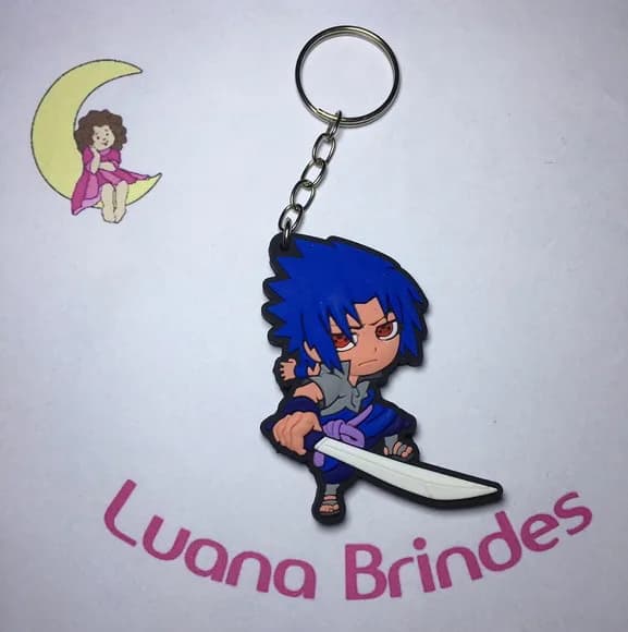 15,00chaveiro Sasuke Uchiha Naruto Emborrachado Pct C/2 Und