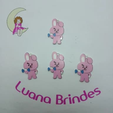 Pingente KPOP BTS Cooky de Acrílico UV 3,5cm 5 Unidades