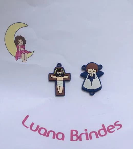 Pingente Anjo e Crucifixo Infantil Marinho Pct C/3kits