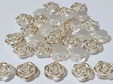 Rosa Perolada com Dourado Furo Passante 16mm - 30 Unidades