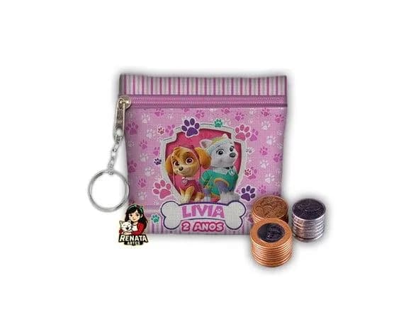 Chaveiro Porta Moedas Personalizado Patrulha Canina Skye