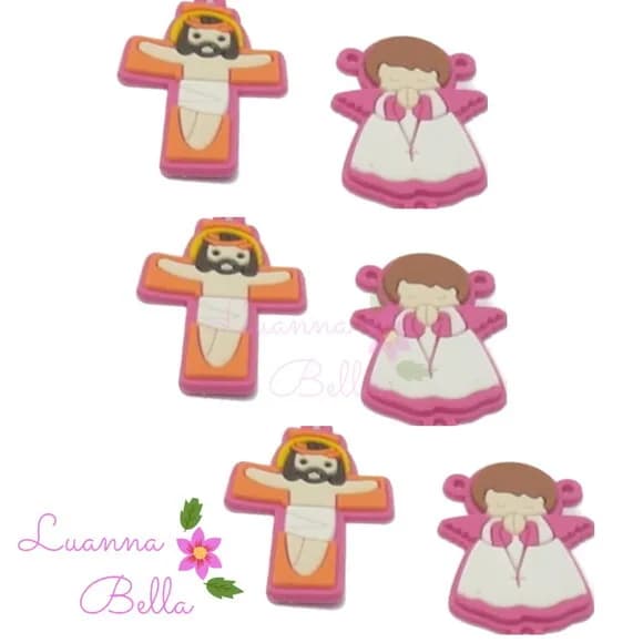Kit Emborrachado Jesus Crucificado e Anjo Pink-Pct c/ 6Unds
