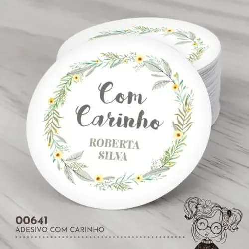 Adesivo Redondo com Carinho - 00641