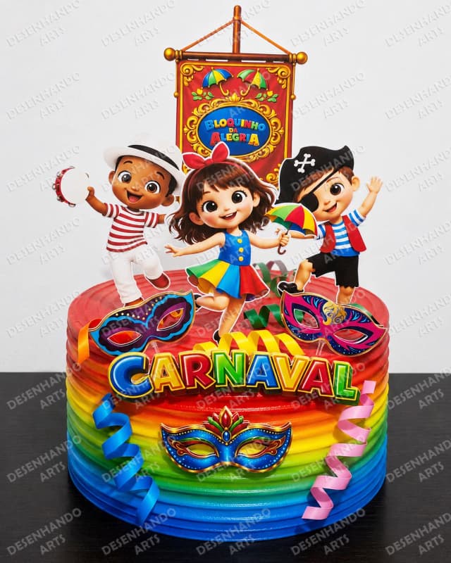 ARQUIVO DE CORTE TOPO DE BOLO CARNAVAL