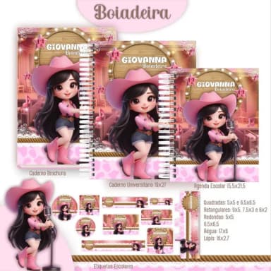 Caderno + Etiquetas + Tag Personalizada + Lápis