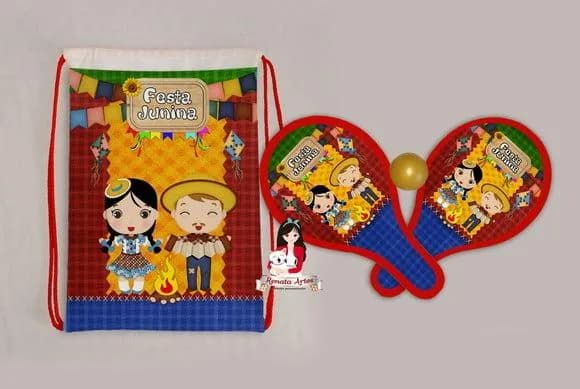 Mochila Ping Pong Tema Festa Junina