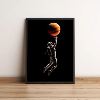 Quadro Astronauta Alcançando Planeta no Espaço 2621