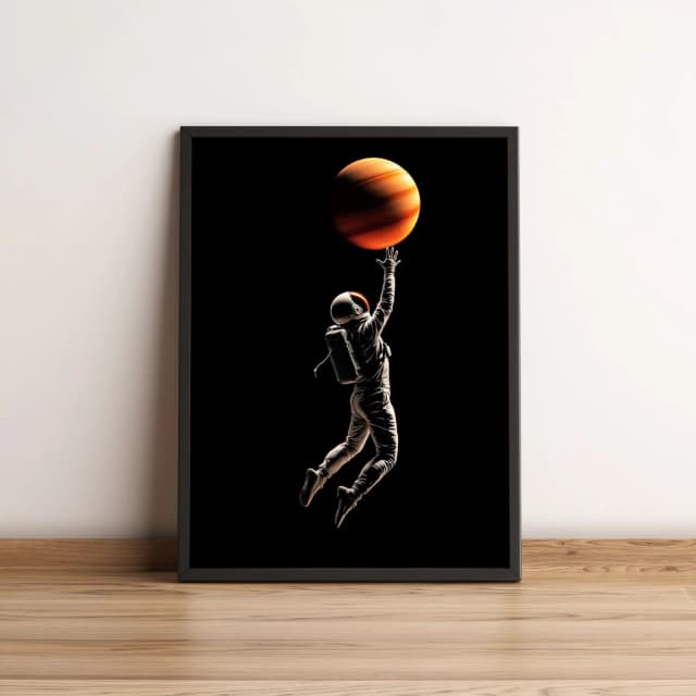Quadro Astronauta Alcançando Planeta no Espaço 2621
