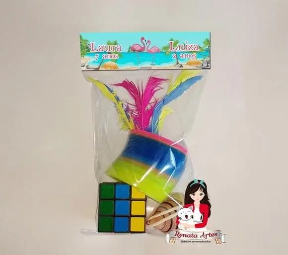 Kit Brinquedos Retrô Tema Flamingos