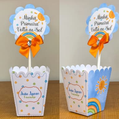 PEGUE E MONTE - Centro de Mesa PRIMEIRA VOLTA AO SOL MENINO - Decoração de Festa | Lembrancinhas | Aniversário | Personalizados