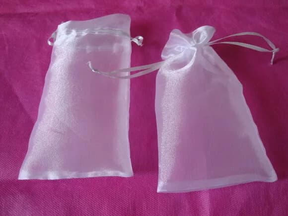 Saquinho Organza Cristal Azul com Fita 7x10cm