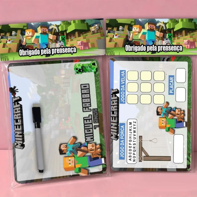 Lousa Magica Personalizada lembrancinhas do Minecraft