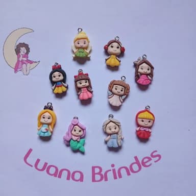 Pingente Princesa de Resina 2,5cm Pct 10 Unidades