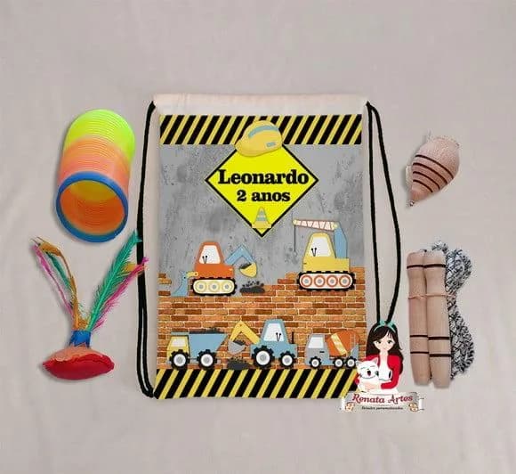 Mochila Boa Infância Personalizada Tema Construção
