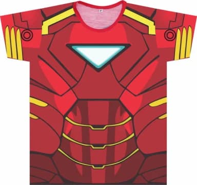Camiseta infantil Fantasia Super-Herói Armadura Vermelha e Dourada Estampa Realista