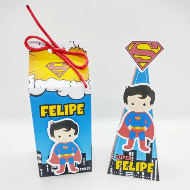 PEGUE E MONTE - Kit Festa Personalizado SUPERMAM CUTE - Decoração de Festa - Caixinhas Personalizadas