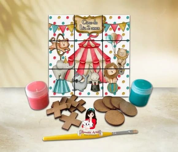 Jogo da Velha com Tinta Personalizado Circo Vintage